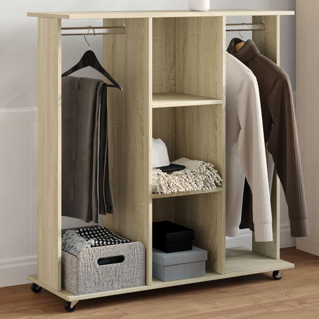 VidaXL Kledingkast met wielen 102x38x110 cm bewerkt hout sonoma eiken