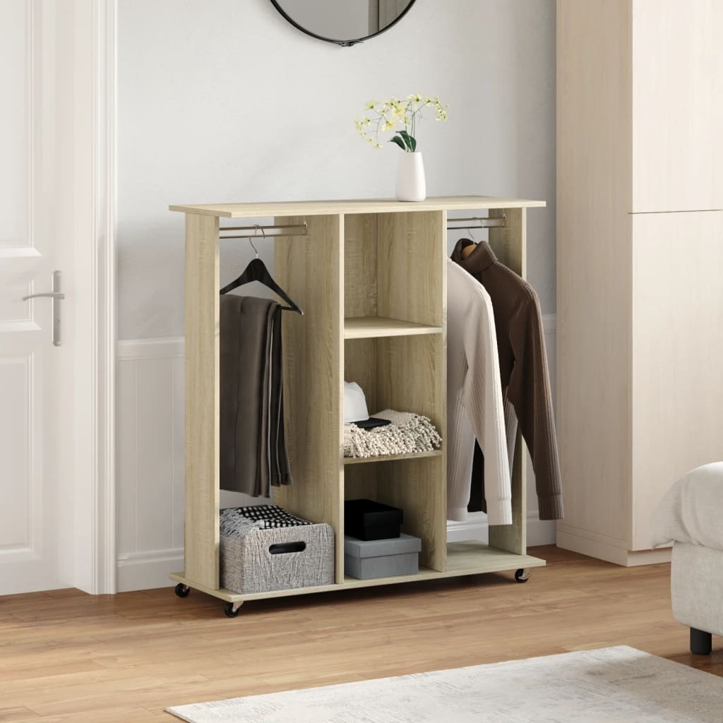 VidaXL Kledingkast met wielen 102x38x110 cm bewerkt hout sonoma eiken