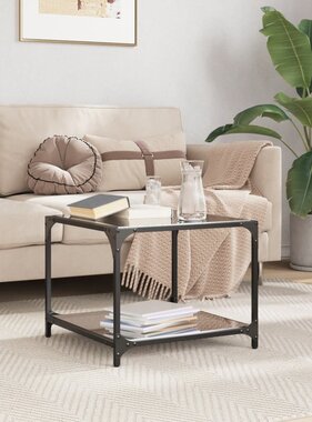 VidaXL Salontafel met zwart glazen blad 50x50x40 cm staal