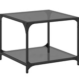 VidaXL Salontafel met zwart glazen blad 50x50x40 cm staal
