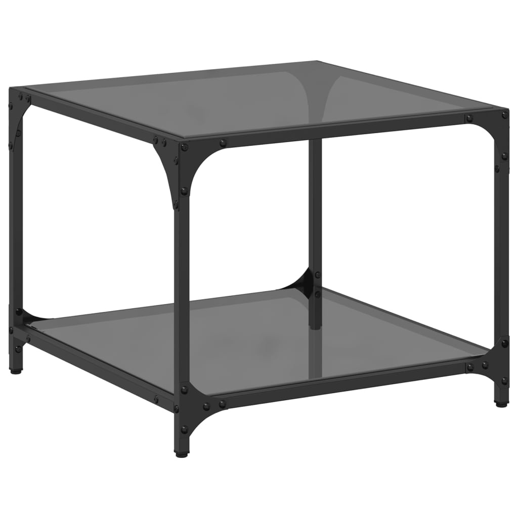 VidaXL Salontafel met zwart glazen blad 50x50x40 cm staal