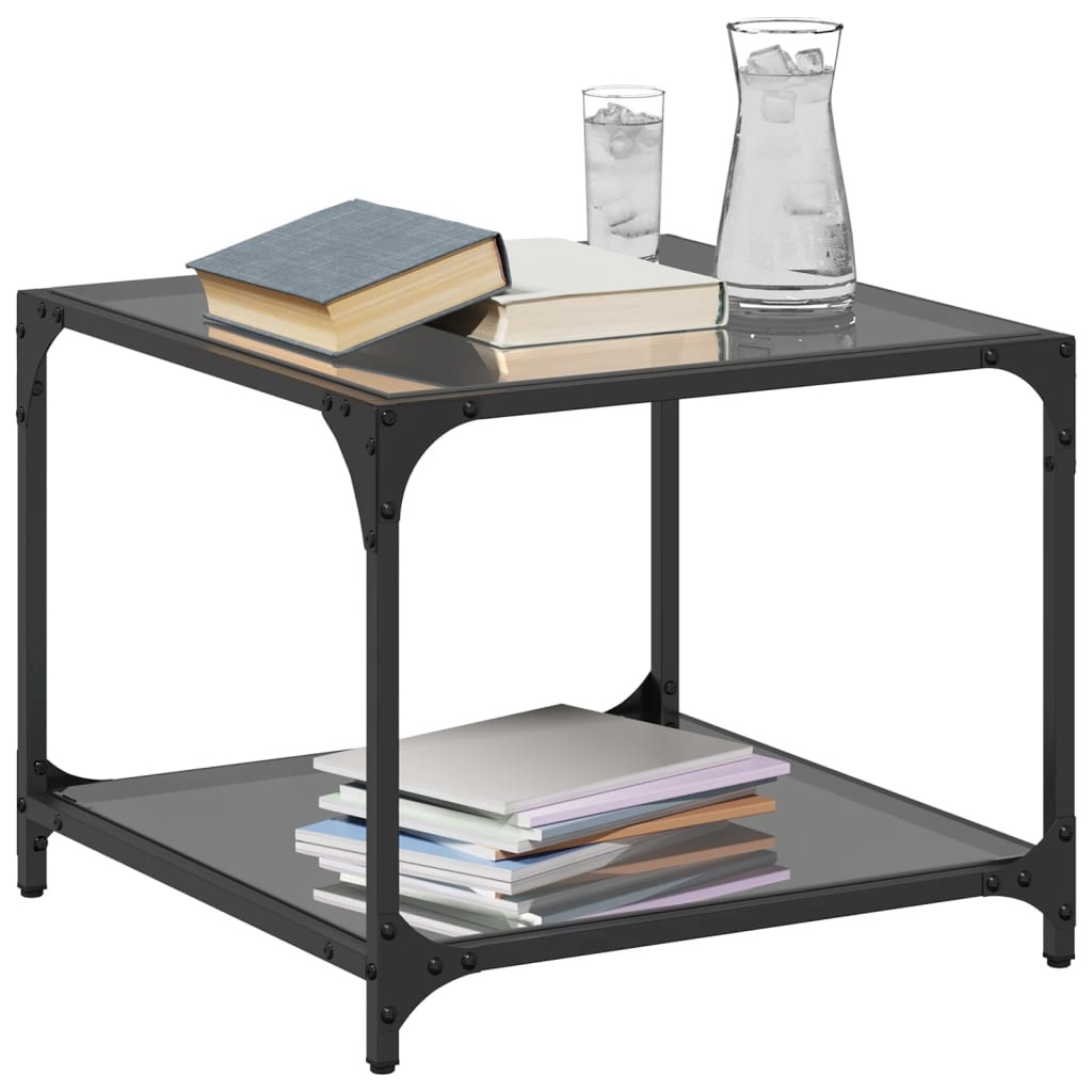 VidaXL Salontafel met zwart glazen blad 50x50x40 cm staal
