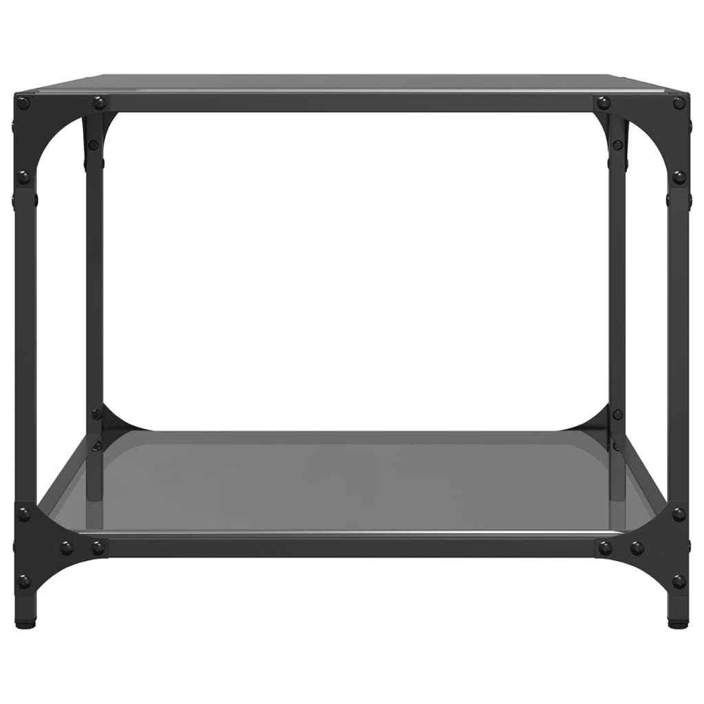 VidaXL Salontafel met zwart glazen blad 50x50x40 cm staal