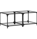 VidaXL Salontafels 2 st met transparant glazen blad 50x50x40 cm staal