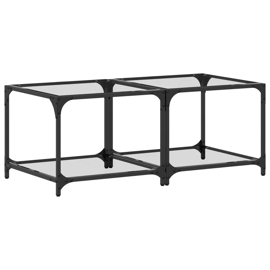 VidaXL Salontafels 2 st met transparant glazen blad 50x50x40 cm staal