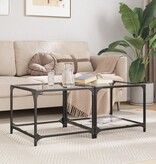 VidaXL Salontafels 2 st met transparant glazen blad 50x50x40 cm staal