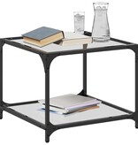 VidaXL Salontafels 2 st met transparant glazen blad 50x50x40 cm staal