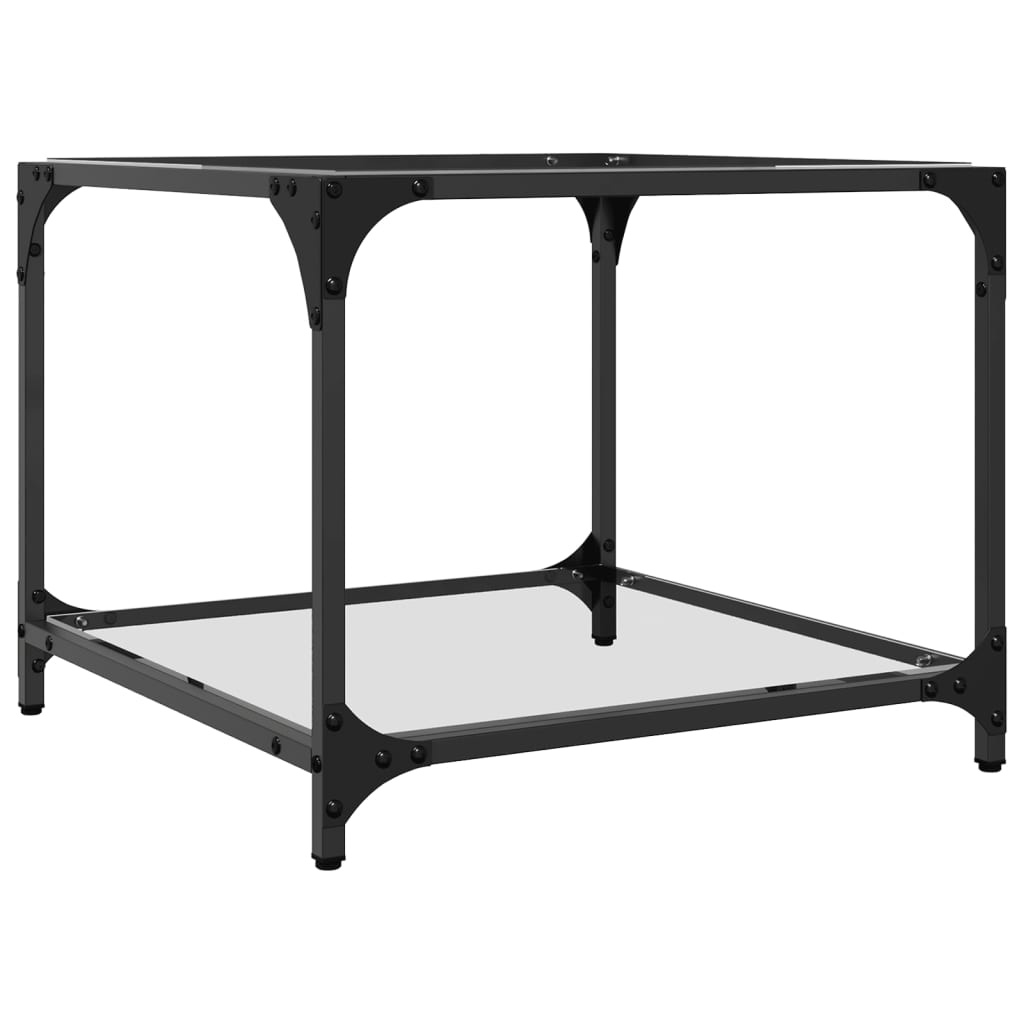 VidaXL Salontafels 2 st met transparant glazen blad 50x50x40 cm staal