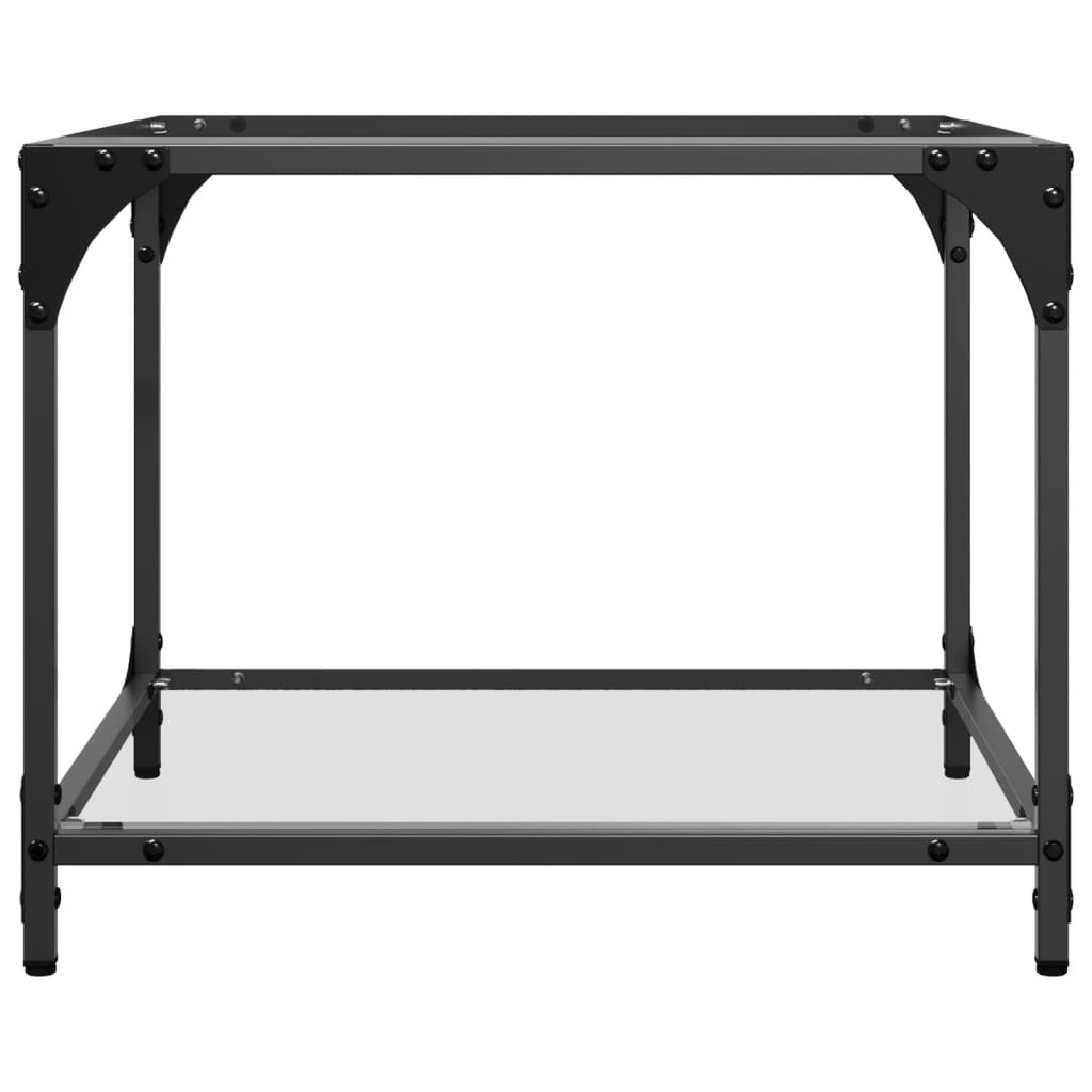 VidaXL Salontafels 2 st met transparant glazen blad 50x50x40 cm staal