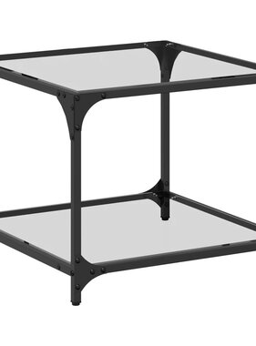 VidaXL Salontafel met transparant glazen blad 50x50x40 cm staal