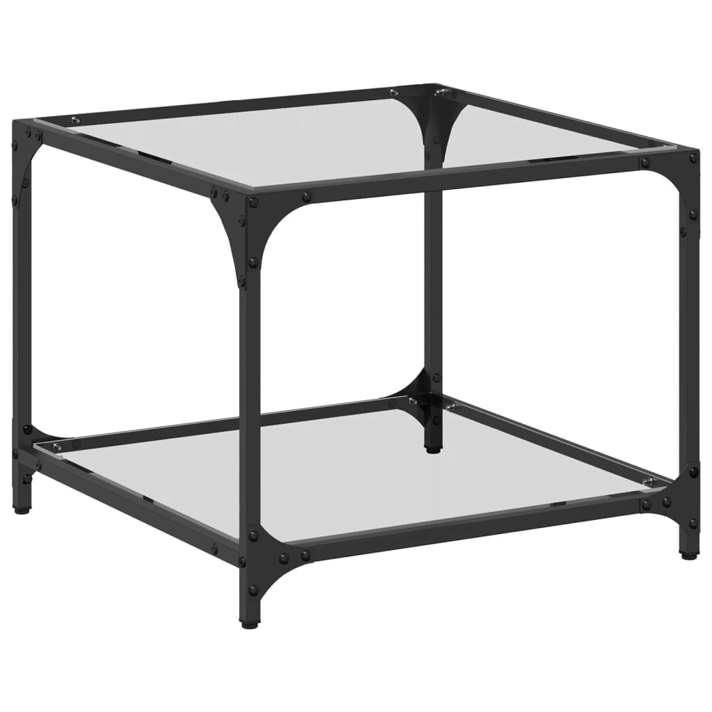 VidaXL Salontafel met transparant glazen blad 50x50x40 cm staal