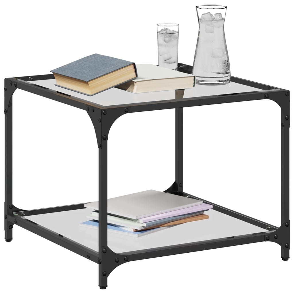 VidaXL Salontafel met transparant glazen blad 50x50x40 cm staal