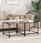 VidaXL Salontafels 2 st met zwart glazen blad 50x50x40 cm staal