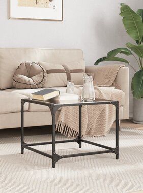 VidaXL Salontafel met zwart glazen blad 50x50x40 cm staal