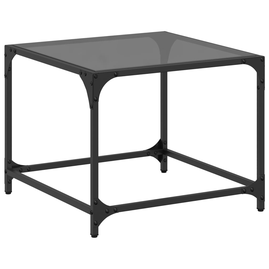 VidaXL Salontafel met zwart glazen blad 50x50x40 cm staal