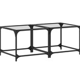 VidaXL Salontafels 2 st met transparant glazen blad 50x50x40 cm staal