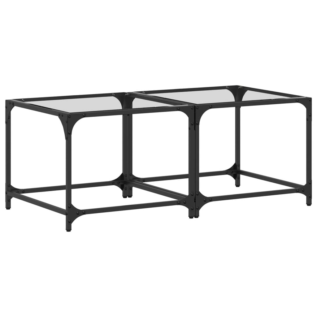 VidaXL Salontafels 2 st met transparant glazen blad 50x50x40 cm staal