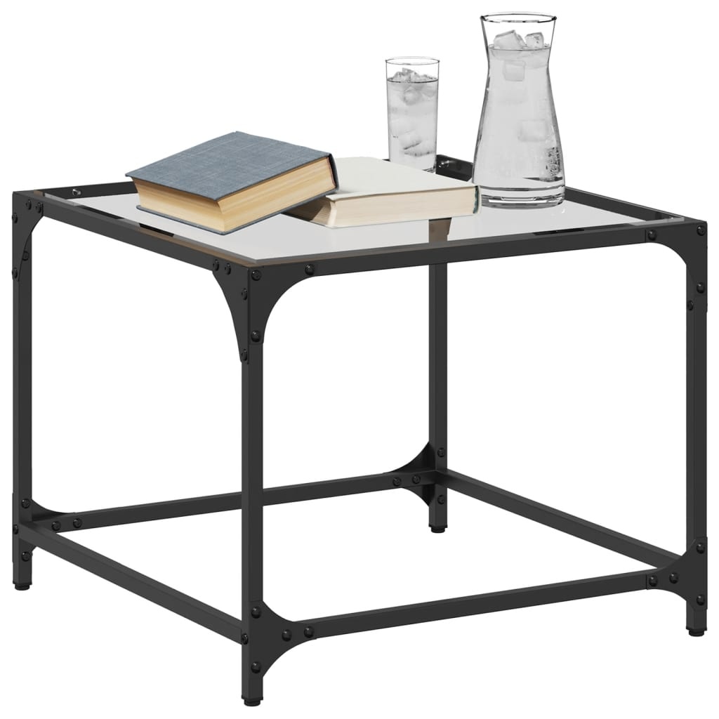 VidaXL Salontafel met transparant glazen blad 50x50x40 cm staal