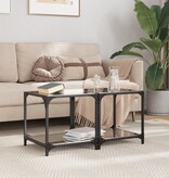 VidaXL Salontafels 2 st met zwart glazen blad 40x40x40 cm staal