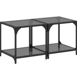 VidaXL Salontafels 2 st met zwart glazen blad 40x40x40 cm staal