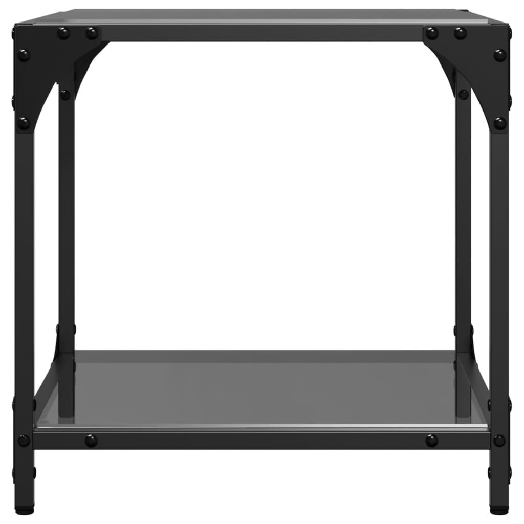 VidaXL Salontafels 2 st met zwart glazen blad 40x40x40 cm staal