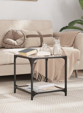 VidaXL Salontafel met zwart glazen blad 40x40x40 cm staal