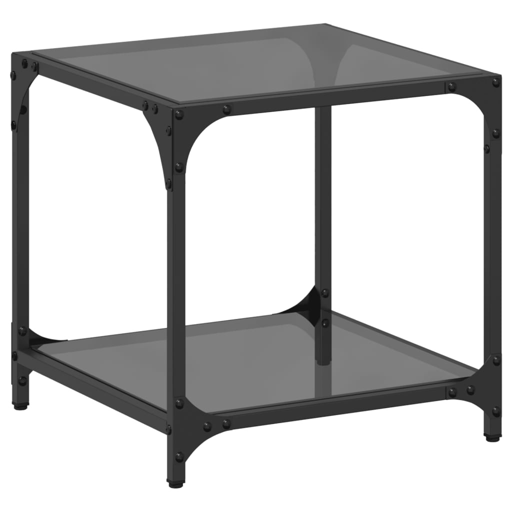 VidaXL Salontafel met zwart glazen blad 40x40x40 cm staal