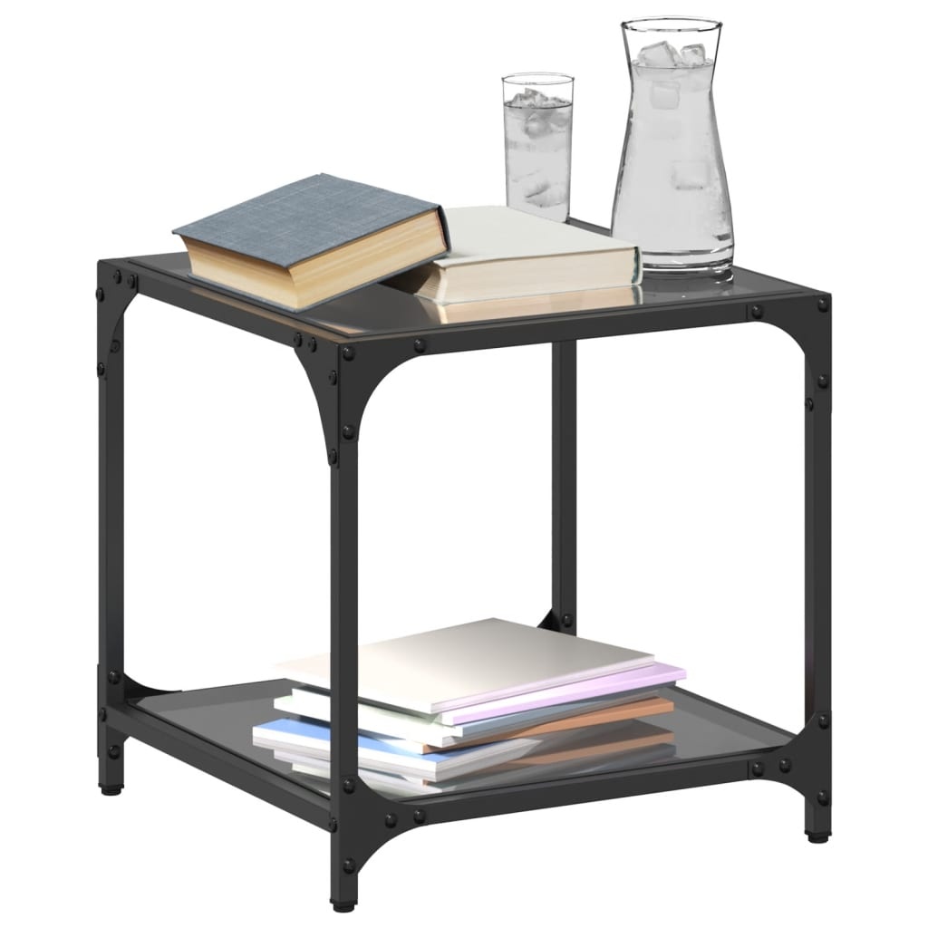 VidaXL Salontafel met zwart glazen blad 40x40x40 cm staal