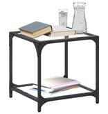 VidaXL Salontafels 2 st met transparant glazen blad 40x40x40 cm staal