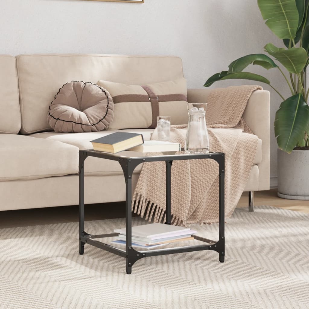 VidaXL Salontafel met transparant glazen blad 40x40x40 cm staal