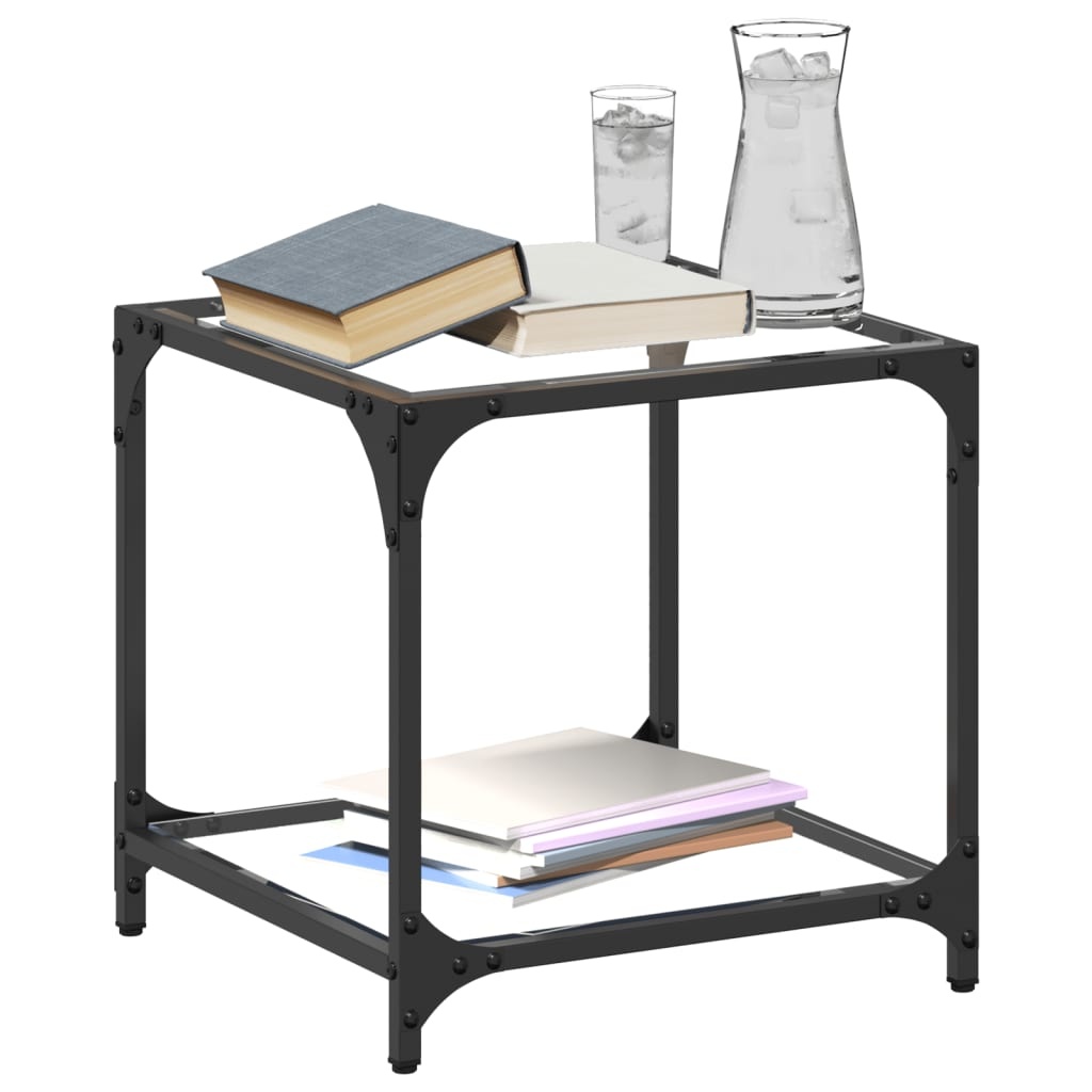 VidaXL Salontafel met transparant glazen blad 40x40x40 cm staal