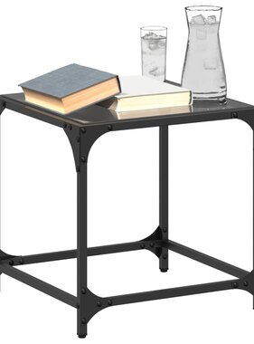 VidaXL Salontafel met zwart glazen blad 40x40x40 cm staal