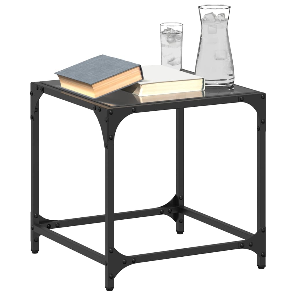 VidaXL Salontafel met zwart glazen blad 40x40x40 cm staal