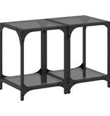 VidaXL Salontafels 2 st met zwart glazen blad 30x30x40 cm staal