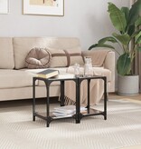VidaXL Salontafels 2 st met zwart glazen blad 30x30x40 cm staal