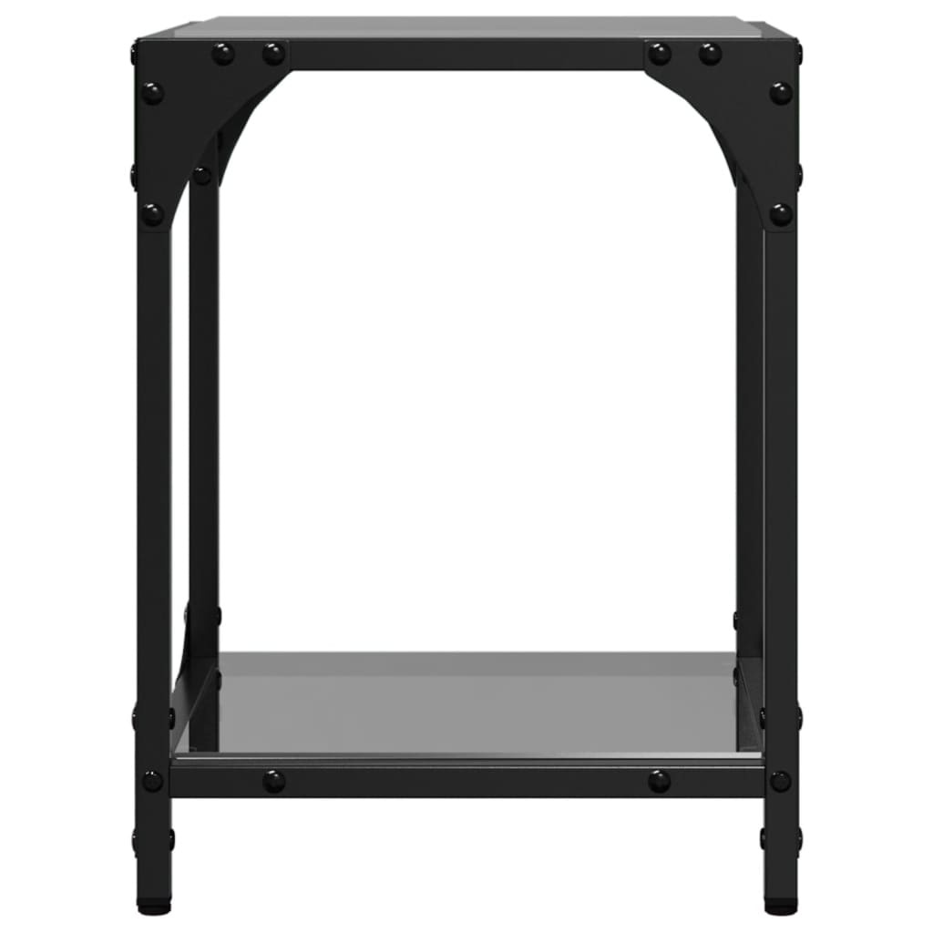 VidaXL Salontafels 2 st met zwart glazen blad 30x30x40 cm staal
