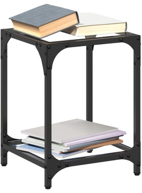 VidaXL Salontafel met transparant glazen blad 30x30x40 cm staal