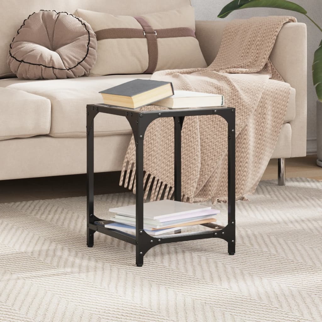 VidaXL Salontafel met transparant glazen blad 30x30x40 cm staal