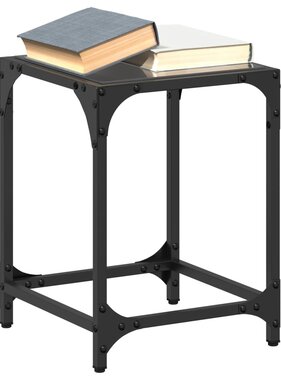 VidaXL Salontafels 2 st met zwart glazen blad 30x30x40 cm staal