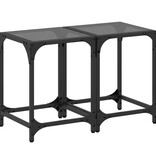 VidaXL Salontafels 2 st met zwart glazen blad 30x30x40 cm staal