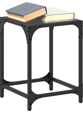 VidaXL Salontafel met zwart glazen blad 30x30x40 cm staal