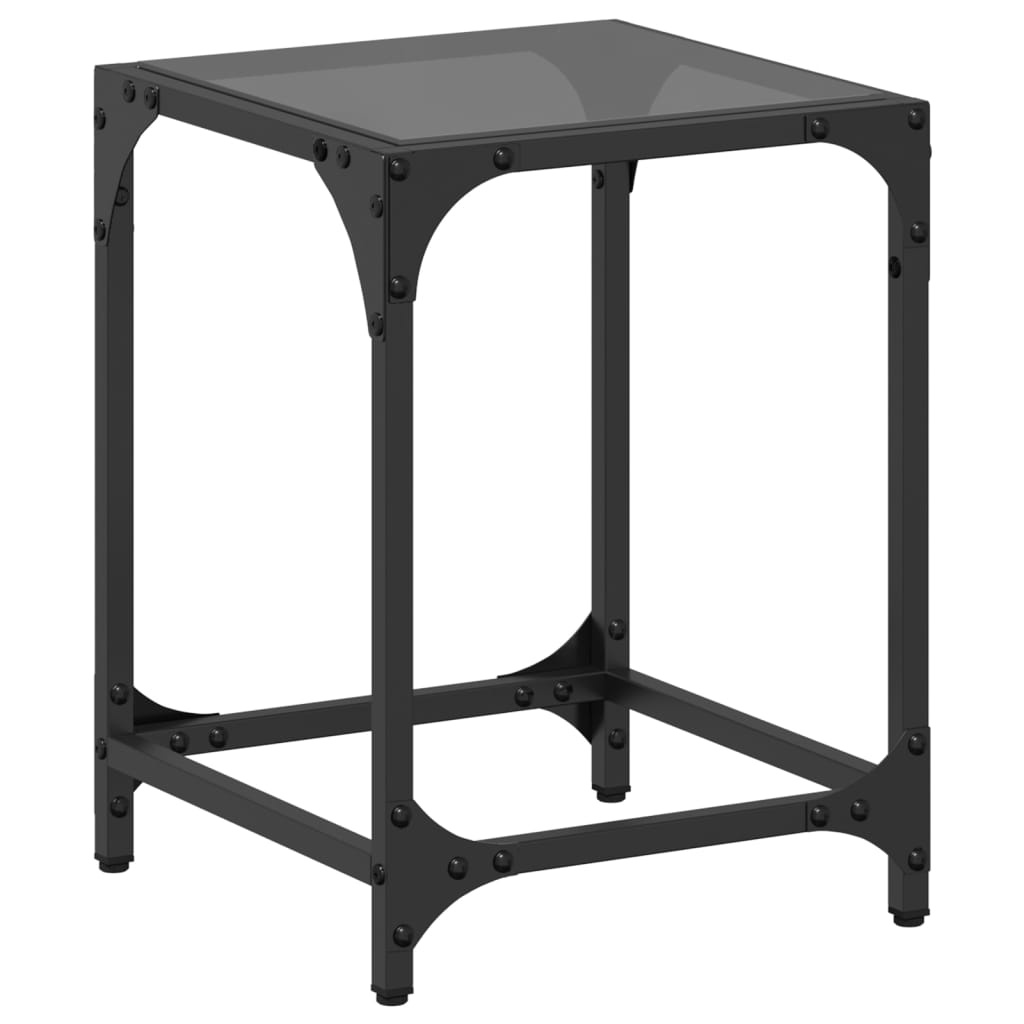VidaXL Salontafel met zwart glazen blad 30x30x40 cm staal