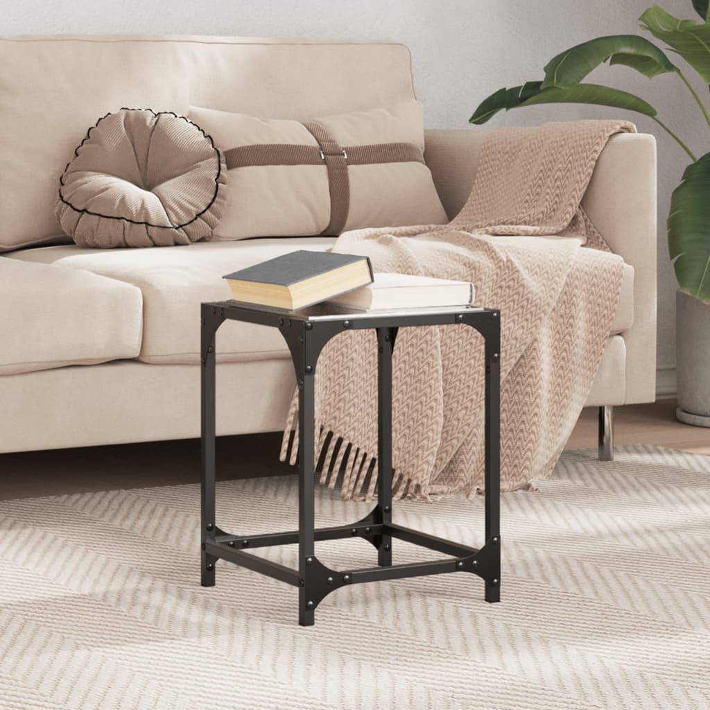 VidaXL Salontafel met zwart glazen blad 30x30x40 cm staal