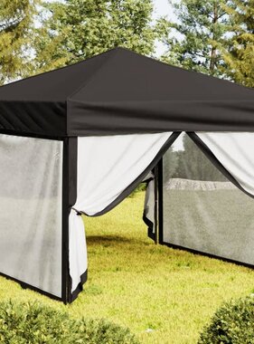 VidaXL Partytent inklapbaar met zijwanden 3x3 m zwart