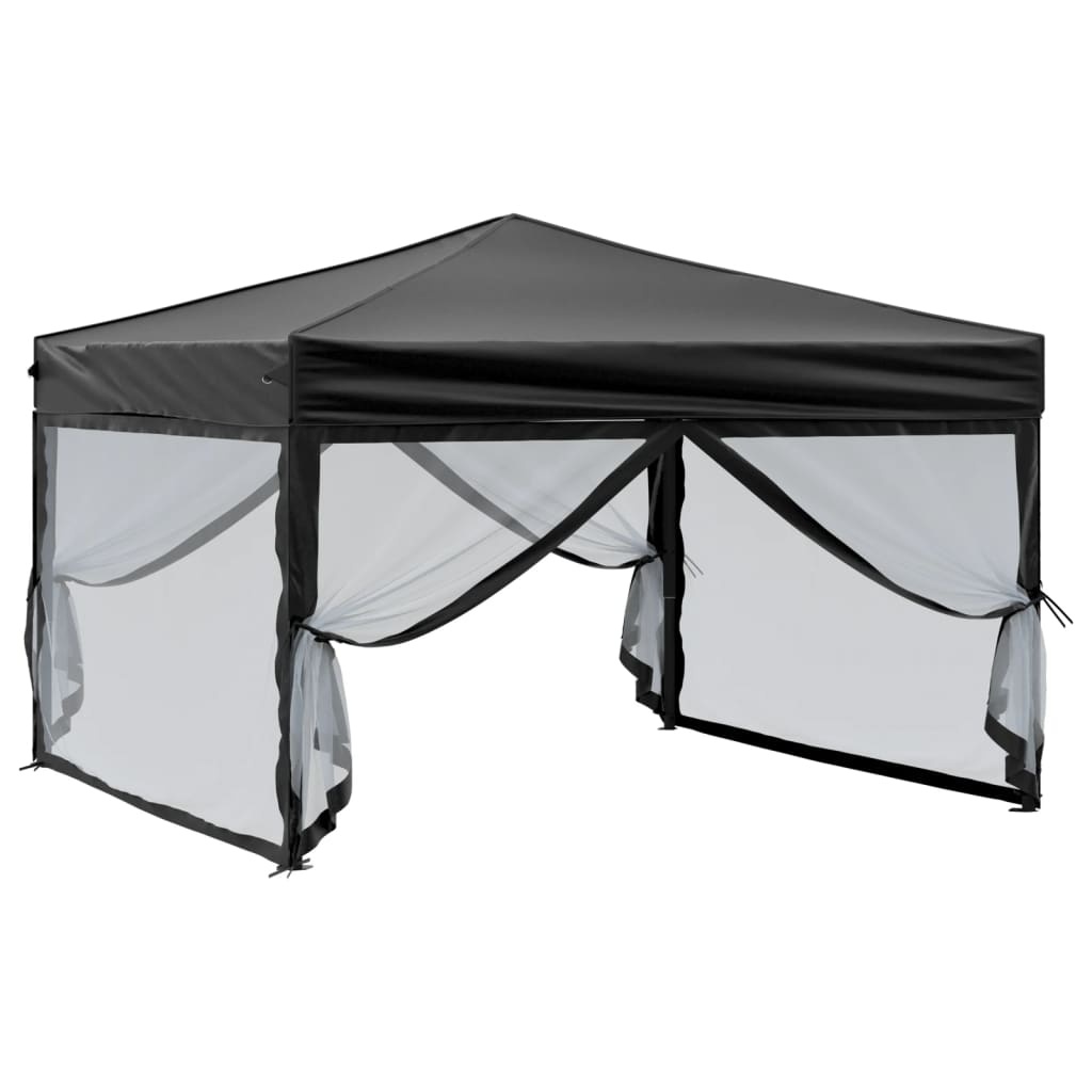 VidaXL Partytent inklapbaar met zijwanden 3x3 m zwart