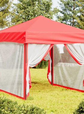VidaXL Partytent inklapbaar met zijwanden 2x2 m rood