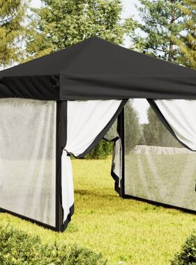 VidaXL Partytent inklapbaar met zijwanden 2x2 m zwart