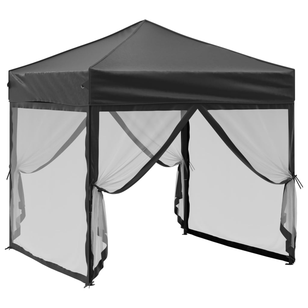 VidaXL Partytent inklapbaar met zijwanden 2x2 m zwart