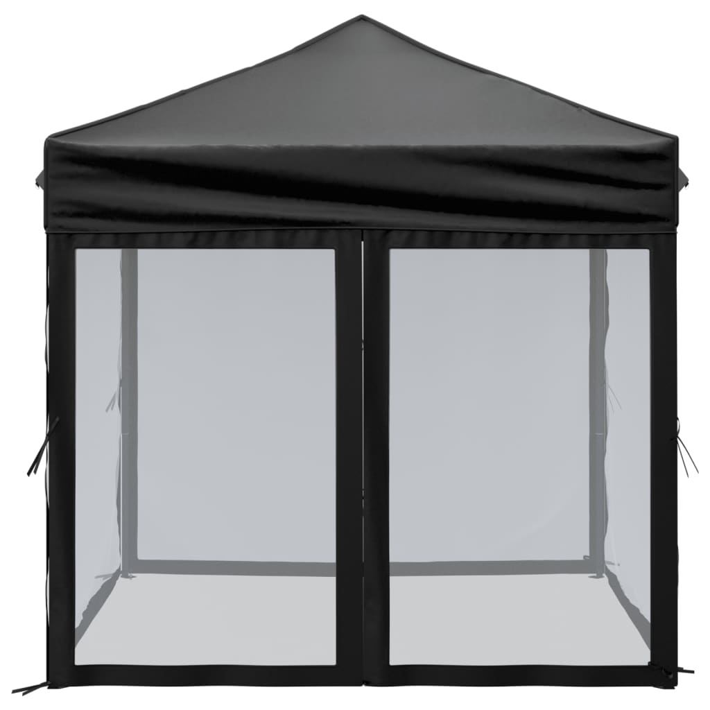VidaXL Partytent inklapbaar met zijwanden 2x2 m zwart