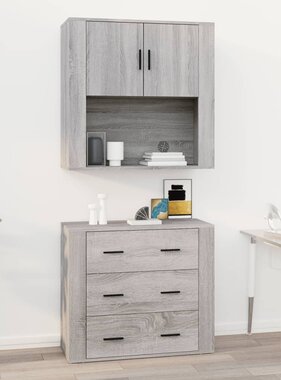 VidaXL Wandkast 80x33x80 cm bewerkt hout grijs sonoma eikenkleurig